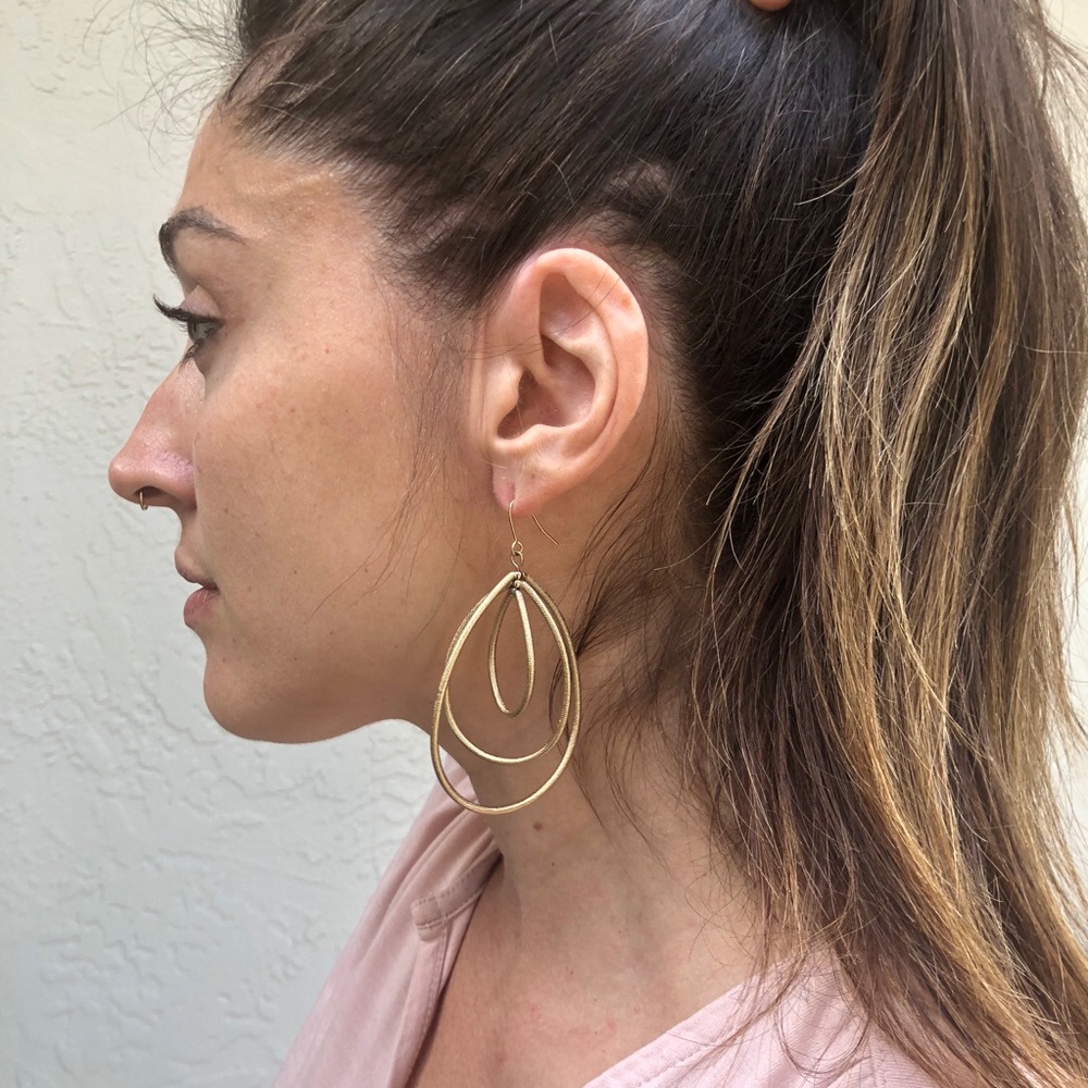 Textured Gold Multi Loop Earrings - image 2